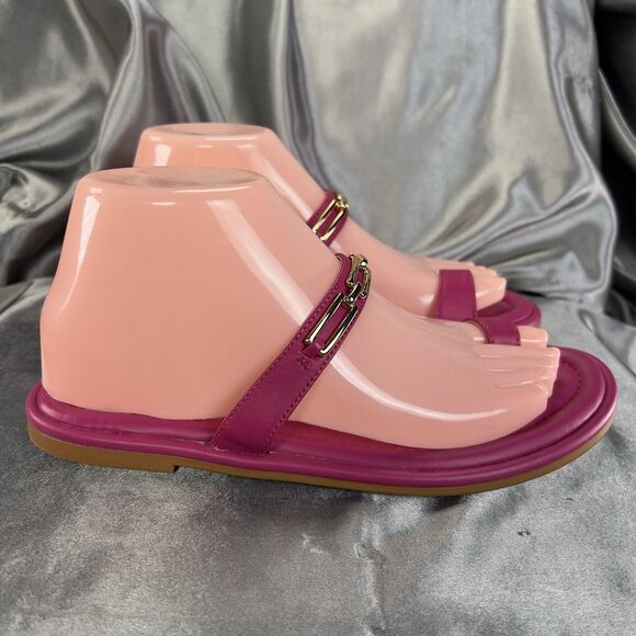 Franco Sarto Womens Jade Magenta Hot Pink Gold Flat Pool Slides‎ Shoes Size 7M - Picture 3 of 14